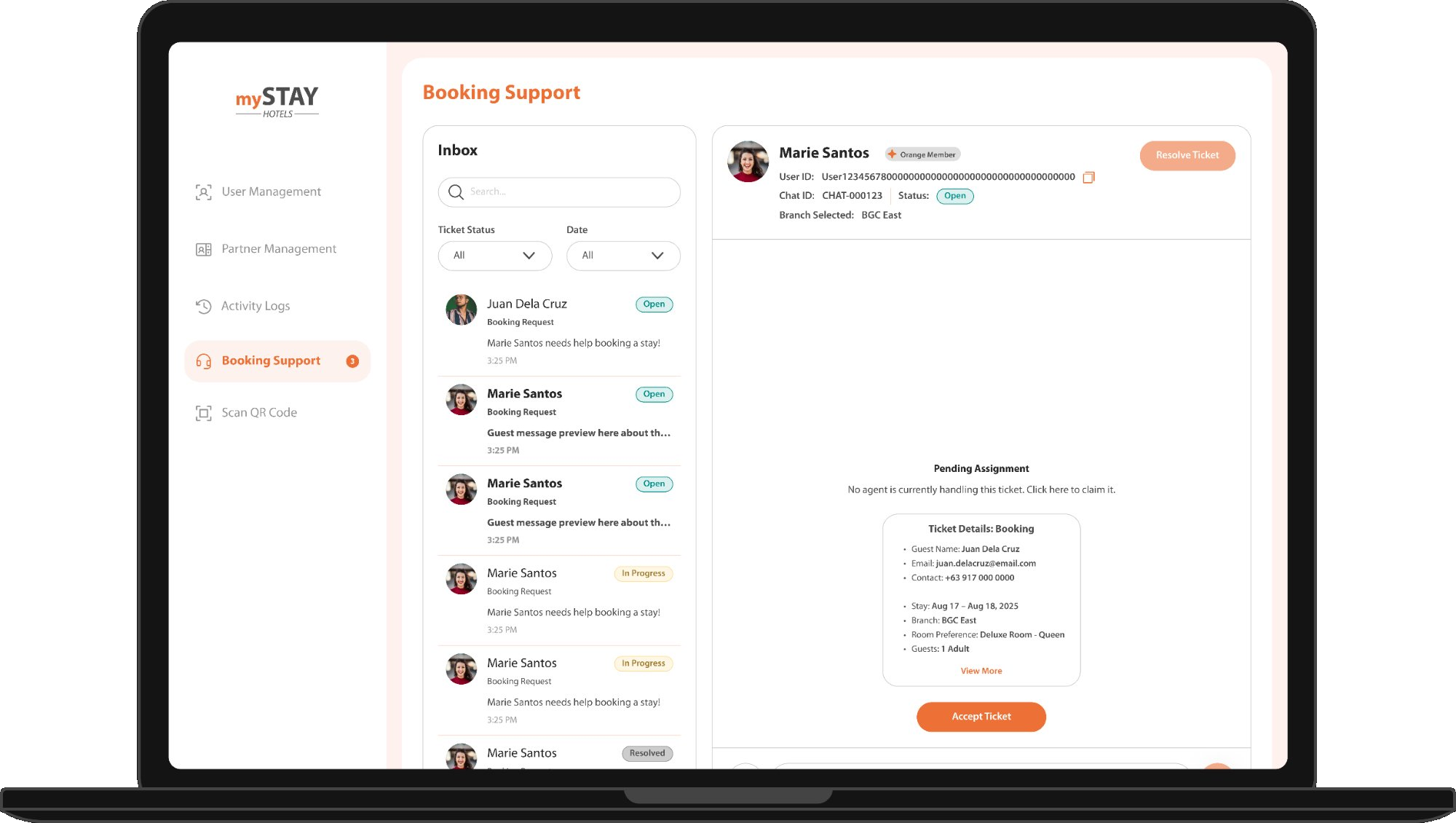 MySTAY admin dashboard
